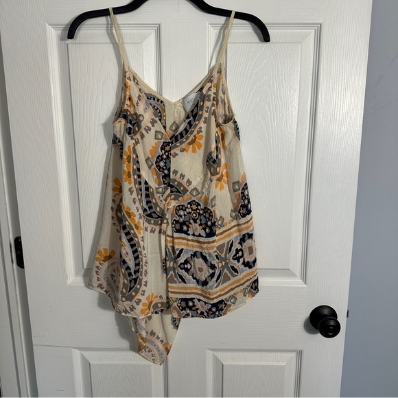 Anthropologie HD In Paris Paisley Moonset silk asymmetrical top. sz. 10P - Picture 1 of 9